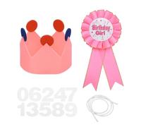 sourcing map Set per feste di compleanno per ragazze, spilla con nastro e cappello a corona in feltro con numeri da 0 a 9, per feste a tema, travestimenti, accessori fotografici, compleanni