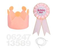 sourcing map Set per feste di compleanno per ragazze, spilla con nastro e cappello a corona in feltro con numeri da 0 a 9, per feste a tema, travestimenti, accessori fotografici, compleanni