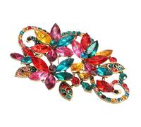 sourcing map Spilla a forma di fiore con strass, spilla da donna vintage elegante in lega di cristallo scintillante, 3.19 x 2.17 Inch, Metallo, Strass