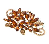 sourcing map Spilla a forma di fiore con strass, spilla da donna vintage elegante in lega di cristallo scintillante, 3.19 x 2.17 Inch, Metallo, Strass