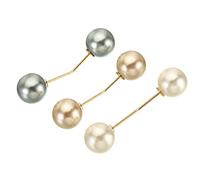 sourcing map Spilla con perle da 4,6 cm, in metallo, con perle finte, spille da balia decorative per colletto, per abbigliamento, vestiti, pantaloni, gonne, vita, grigio/bianco/oro, 3 pezzi