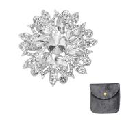 sourcing map Spilla vintage con strass di cristallo per donne, spille da bavero a forma di fiore in lega con strass per sciarpe, vestiti e cappelli, One Size, Strass