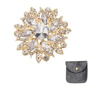 sourcing map Spilla vintage con strass di cristallo per donne, spille da bavero a forma di fiore in lega con strass per sciarpe, vestiti e cappelli, One Size, Strass