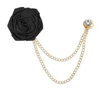 sourcing map Spille per sposo con fiore di rosa, spilla da bavero in tessuto, fatta a mano, alla moda, con catena dorata, con nappa, per abiti da matrimonio, accessori da uomo