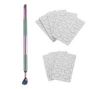 sourcing map Spingi cuticole a doppio lato, a forma di cucchiaio, in metallo, per rimuovere cuticole, con 80 fogli di carta vetrata grana 100/240, per manicure, pedicure, nail art