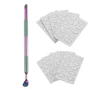 sourcing map Spingi cuticole a doppio lato, a forma di cucchiaio, in metallo, per rimuovere cuticole, con 100 fogli di carta vetrata grana 100/240, per manicure, pedicure, nail art