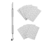 sourcing map Spingi cuticole a doppio lato, a forma di cucchiaio, in metallo, per rimuovere cuticole, con 100 fogli di carta vetrata grana 100/240, per manicure, pedicure, nail art