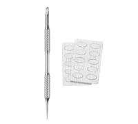 sourcing map Spingi cuticole a doppio lato, strumento di rimozione cuticole in metallo, con 20 fogli di carta vetrata grana 180, per manicure, pedicure, nail art