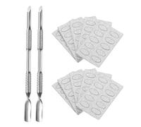 sourcing map Spingi cuticole a doppio lato, strumento per rimuovere cuticole in metallo, con 100 fogli di carta vetrata grana 240, per manicure, pedicure, nail art, 2 pezzi