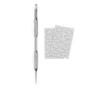 sourcing map Spingi cuticole a doppio lato, strumento per rimuovere cuticole in metallo, con 20 fogli di carta vetrata grana 240, per manicure, pedicure e nail art