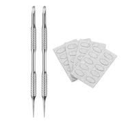 sourcing map Spingi cuticole a doppio lato, strumento per rimuovere cuticole in metallo, con 40 fogli di carta vetrata grana 240, per manicure, pedicure, nail art, 2 pezzi