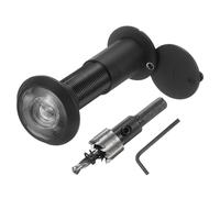 sourcing map Spioncino per porta, spioncino con kit di punte da trapano da 16 mm, adatto per porte anteriori da 3,2 cm a 6,9 cm, grandangolo a 200 gradi, copertura per privacy, colore nero opaco