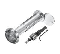 sourcing map Spioncino per porta, spioncino con kit di punte da trapano da 16 mm, adatto per porte anteriori da 2-3/5" a 4-1/8", grandangolare a 200 gradi, copertura per privacy, argento