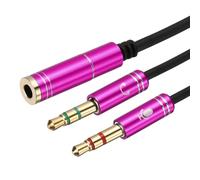 sourcing map Splitter femmina da 3,5 mm a 2 doppio jack maschio da 3,5 mm a Y, splitter per cuffie, microfono, audio, PC, laptop, cuffie da gioco, 0,3 m, rosa