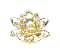 sourcing map Statuetta decorativa a forma di fiore di loto in cristallo, 6,6 x 6,6 cm, trasparente, per casa, ufficio, centrotavola, giallo