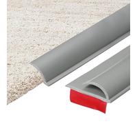 sourcing map Striscia di transizione da tappeto a piastrelle, autoadesiva, 200 cm x 30 mm x 5 mm, copertura in PVC, bordo laminato per superfici irregolari, colore grigio