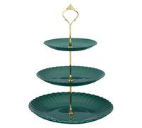 sourcing map Supporto per cupcake a 3 livelli, vassoio da portata rotondo a più livelli da 15/20/25 cm, per dessert, frutta, tavolo di compleanno, decorazione per feste, colore verde (righe)
