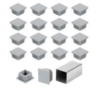 sourcing map Tappi terminali quadrati per tubi da 30 mm, 32 pezzi, in plastica, per tubi in metallo, gambe di sedie, tavoli, librerie, mobili, grigio
