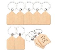 sourcing map Targhetta portachiavi in legno, 4,3 x 3,3 cm, a forma di casa, in legno, con incisione su legno, grezzi, per fai da te, regali, artigianato, confezione da 10