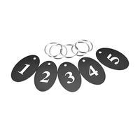 sourcing map Targhette numerate in metallo con anello, 1-5 targhette identificative ovali numerate 50 x 30 mm, colore nero, per codifica, decorazione, confezione da 5