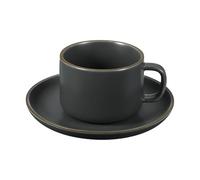 sourcing map Tazze da caffè e piattini vintage fatte a mano, in ceramica, con manico, lavabili in lavastoviglie e adatte al microonde, per latte, cappuccino, latte, ufficio, casa, regalo, grigio puro