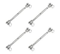 sourcing map Tenditori M5 (3/16") a corpo chiuso con ganasce e ganasce, tensione per funi metalliche, tenditore regolabile in acciaio inox, tenditore per cavi per corda da stendibiancheria, limite di