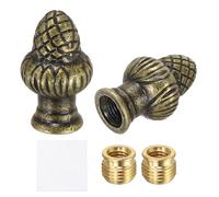 sourcing map Terminali alti per lampada da 37 mm, bronzo, 2 pezzi, pomello per lampada solido, decorazione con tappo a vite, dadi con panno di pulizia per illuminazione da tavolo da pavimento