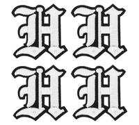 sourcing map Toppe termoadesive con lettera H, 5,1 cm, ricamate, lettere dell'alfabeto dalla A alla Z, lettere inglesi antiche per fai da te, vestiti, jeans, giacche, borse, bianco e nero, 4 pezzi