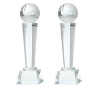 sourcing map Trofeo in cristallo con scatola, 22,9 x 7,1 cm, 2 pezzi, premio Earth Champions Award per scrivania, decorazione da tavolo, tornei sportivi, competizioni sportive, fermacarte, trasparente