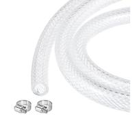 sourcing map Tubo intrecciato in vinile PVC trasparente, 6,4 mm x 9,5 mm, tubo in PVC ad alta pressione per tubi industriali, pompa, diametro interno 0,95 cm, diametro esterno 3/8", con morsetti