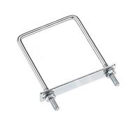 sourcing map - U-bolt quadrato, 100 mm, larghezza interna 150 mm, in acciaio al carbonio, M8, con dadi, piastra di supporto e rondelle piane, set da 2 pezzi