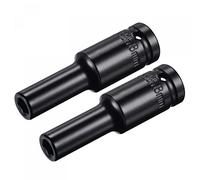 sourcing map Unità da 1/2" con presa a impatto profondo 8 mm, acciaio CR-V trattato termicamente lunghezza 8 cm, dimensioni metriche a 6 punti, 2 pezzi