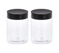 sourcing map Vasetti rotondi in plastica con coperchio a vite nero, 283,5 g/ 300 ml a bocca larga trasparente contenitori vuoti per conservazione, organizzazione, 2 pezzi