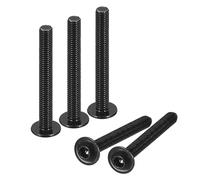 sourcing map Viti a testa bombata flangiata, 100 pezzi, M3 x 30 mm, in acciaio inox 304, viti di fissaggio completamente filettate per installazione di mobili (nero)