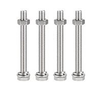 sourcing map Viti a testa esagonale M10 x 100 mm, bulloni, dadi e rondelle piatte e di blocco, bulloni esagonali 304 in acciaio inox completamente filettati 4 set