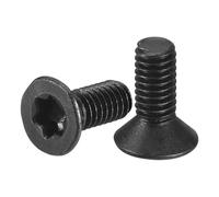 sourcing map Viti a testa piatta Torx M2 da 0,4 x 5 mm, 50 pezzi, in acciaio al carbonio 10,9, con testa svasata e antifurto, finitura in ossido nero, filettatura completa