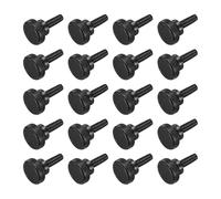sourcing map Viti a testa zigrinata M4 x 14 mm, in acciaio nero, a testa piatta, zincate, metriche, con manopole per impugnatura a spalla, stringono a mano, 20 pezzi