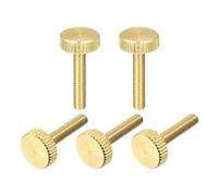 sourcing map Viti a testa zigrinata, M4 x 20 mm, in ottone, piatte, manopole di fissaggio per casa, elettronica, macchina, 5 pezzi