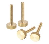 sourcing map Viti a testa zigrinata M4 x 25 mm, 4 pezzi, testa zigrinata piatta, completamente filettate, in ottone, bulloni per manopole di fissaggio