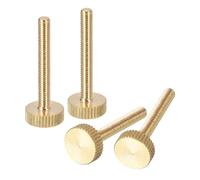 sourcing map Viti a testa zigrinata M4 x 30 mm, 4 pezzi, testa zigrinata piatta, completamente filettate, in ottone, bulloni per manopole di fissaggio