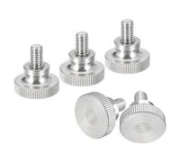 sourcing map Viti a testa zigrinata M6 x 10 mm, 5 pezzi, in acciaio inossidabile 304, con testa zigrinata piatta, bulloni con manopole di fissaggio a spalla