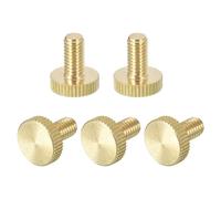 sourcing map Viti a testa zigrinata, M6 x 12 mm, in ottone, piatte, manopole di fissaggio per casa, elettronica, macchina, 5 pezzi