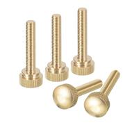 sourcing map Viti a testa zigrinata M6 x 30 mm, 5 pezzi, viti zigrinate in ottone con manopole di fissaggio, tonalità ottone