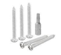 sourcing map Viti di sicurezza M4 da 35 mm, con testa a bottone, Torx per lamiera, in acciaio inox 304, autofilettanti, resistenti alle manomissioni, antifurto, con punta T20 (argento)