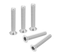 sourcing map Viti M6 a testa piatta Torx antifurto, 1 x 40 mm, 10 pezzi, in acciaio inossidabile 304, con attacco Torx, testa svasata, filettatura completa, argento
