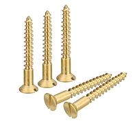 sourcing map Viti per legno in ottone, 40 pezzi, M4 x 30 mm, a testa piatta, autofilettanti, viti svasate per la lavorazione del legno e mobili