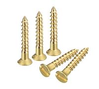 sourcing map Viti per legno in ottone, 60 pezzi, M2,5 x 16 mm, a testa piatta, autofilettanti, viti svasate per la lavorazione del legno e mobili