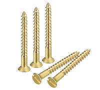 sourcing map Viti per legno in ottone, 60 pezzi, M2,5 x 25 mm, a testa piatta, autofilettanti, viti svasate per la lavorazione del legno e mobili