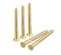 sourcing map Viti per legno in ottone, 60 pezzi, M2 x 20 mm, a testa piatta, autofilettanti, viti svasate per la lavorazione del legno e mobili