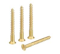 sourcing map Viti per legno in ottone, M6 x 60 mm, a testa piatta, autofilettanti, svasate, per mobili per la lavorazione del legno, 4 pezzi
